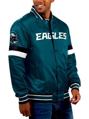 Philadelphia Eagles Starter NFL Men's Satin Varsity Jacket Blue Size Medium